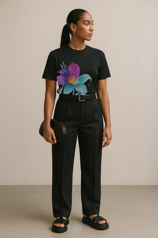 Women’s black floral T-shirt