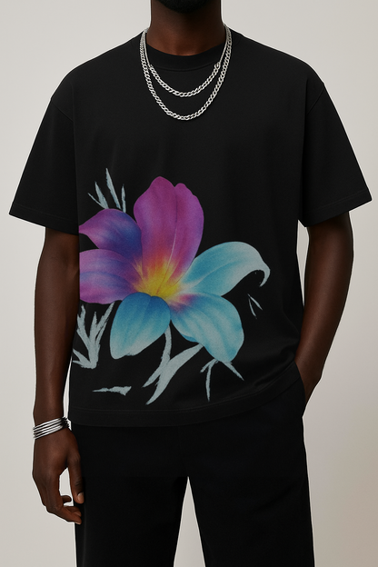 Black floral T-shirt