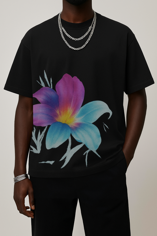 Black floral T-shirt