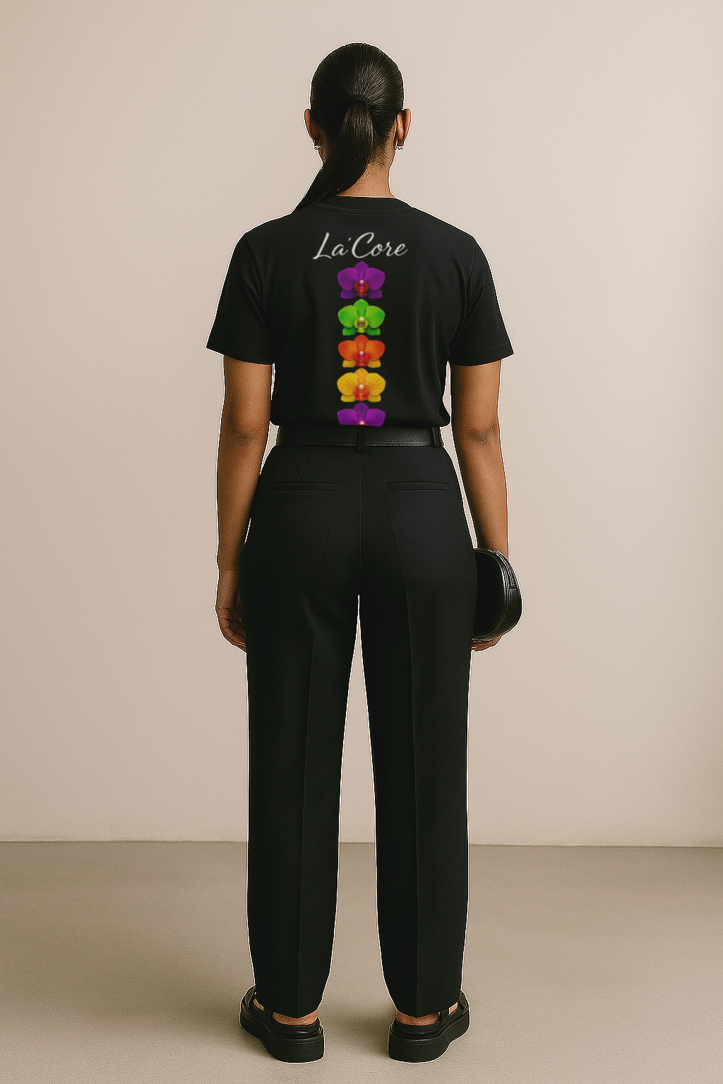 Women’s black floral T-shirt